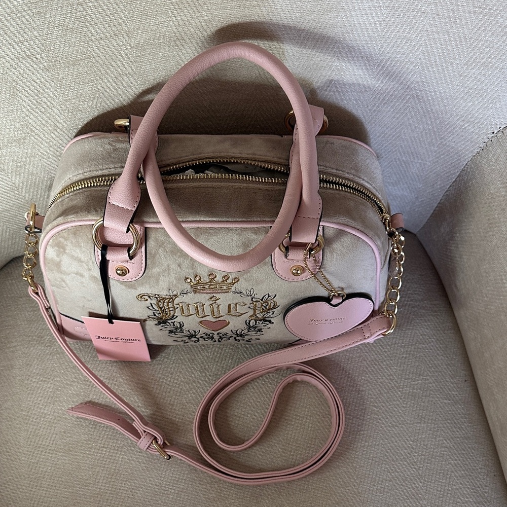 Juicy Couture Pink and Tan Satchel with Embroidery - Picture 4 of 12